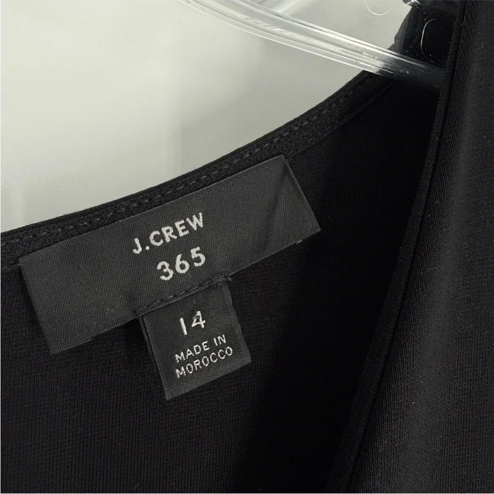 J Crew 365 Sheath Dress Womens Size 14 Black V-Neck Stretch Ponte Knit